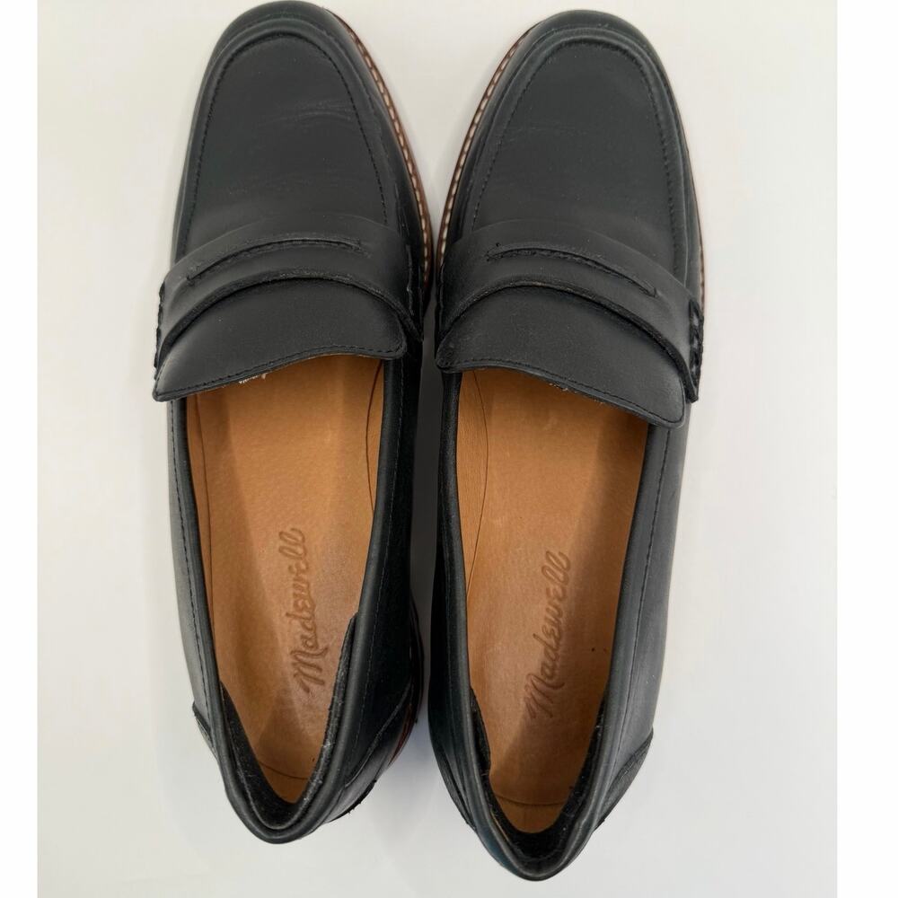 Madewell The Corinne Lugsole Loafers Black Leather Chunky Platform 8 Worn Once - Picture 3 of 9